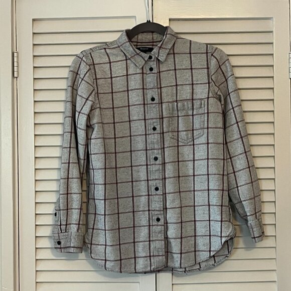 Madewell flannel shirt small grey windowpane plaid buttondown - Picture 2 of 5